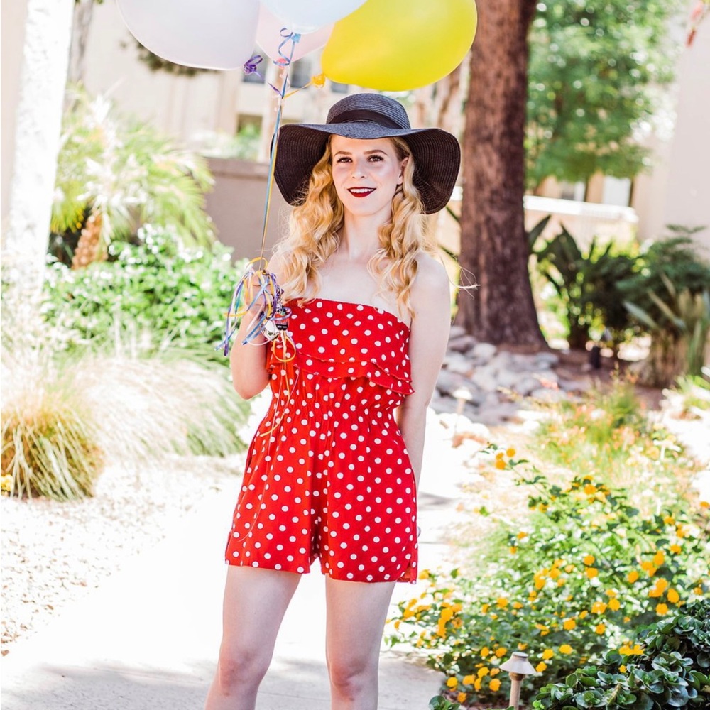 Vintage Red Polka Dot Romper (XS)